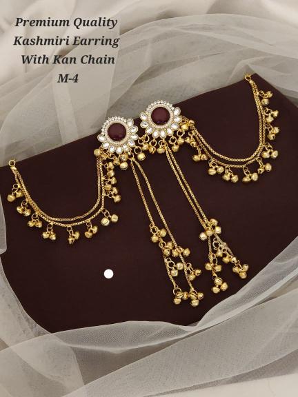 Premium quality kashmiri earring with kan chain m 4 Imitation jwellery suppliers in Surat